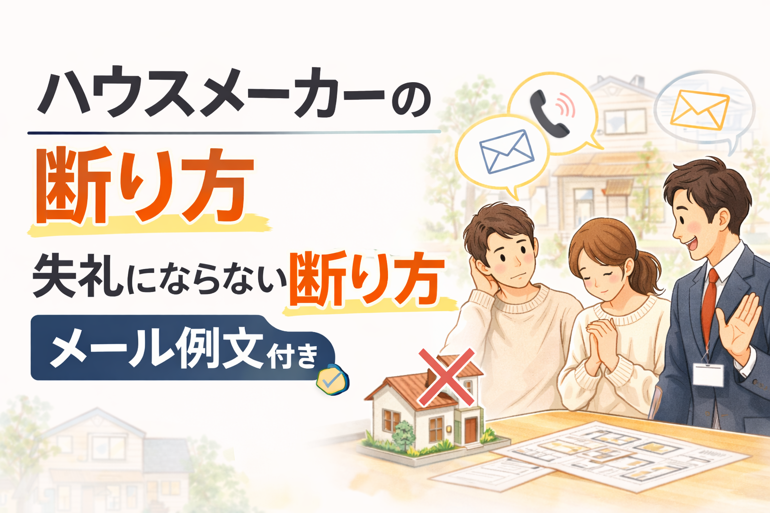 ハウスメーカーの断り方｜失礼にならない断り方とメール例文